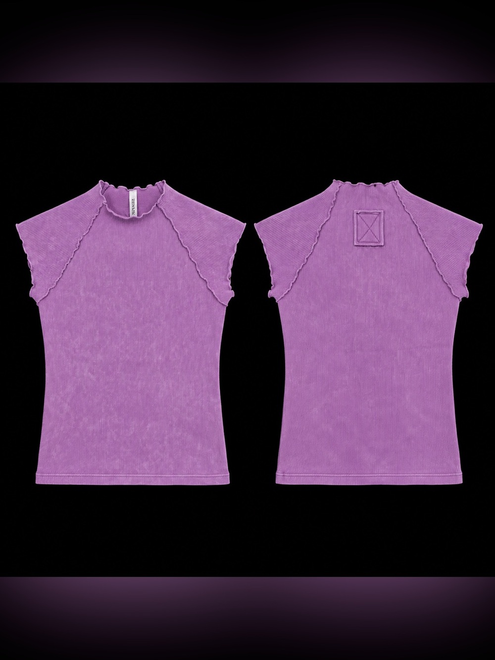 🆕 Mauve Acid Wash Ribbed Cap Sleeve Top S/M L/XL NWT 🔥 - Picture 3 of 3
